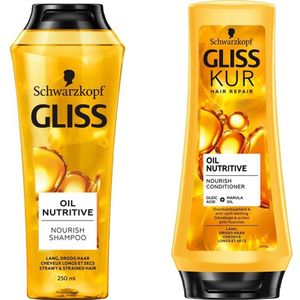Schwarzkopf - Gliss kur - Oil nutrive Shampoo & Conditioner - voor pluizig en droog haar - met omega 9 en marula olie