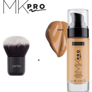NIOBLU - MKPro - Confort - Foundation - SPF 15 - Golden - met - Kabuki - kwast