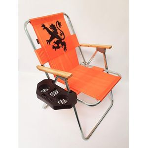 2x Koningsdag Klapstoel - Campingstoel - Tuinstoel - Visser stoel - Inklapbaar- Met Bekerhouder- Oranje - Leeuw