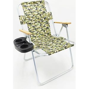 2X Campingstoel - tuinstoel - visser stoel - Inklapbaar- Met Bekerhouder- Camouflage Groen