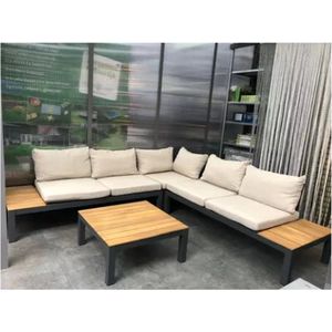 Vita Silva Hoekbank Acacia - Elegante loungebank voor buiten | Inclusief 11 kussens en bijpassend tafeltje | Robuust en stijlvol design