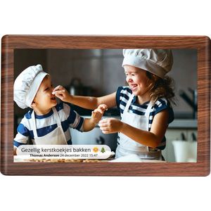 OER Digitale Fotolijst 10.1 Inch - 16GB - Foto's delen op afstand via Frame App - Wifi - Touchscreen - Fotokader - Luxe Walnoot Design