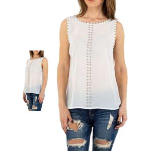 MC Lorene mouwloos shirt met zilveren pailletten M