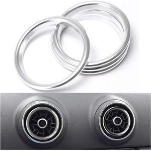 Luchtrooster Decoratie Ringen Zilver Aluminium Geschikt Voor Geschikt voor Audi A3 8V S3 8V Q2 Rs3