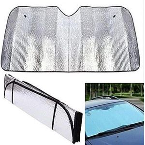 Opvouwbare Reflecterende Zonwering voor Auto Raam - Inclusief Zuignappen - 60 x 130 cm | Houdt Warmte Tegen en Beschermt Interieur Tegen UV Straling | In de Winter Geschikt Tegen Bevriezing Voorruit | Opvouwbaar Reflecterend Zonnescherm |CLG Diensten