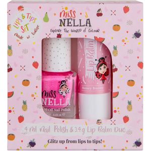 Misse Nella Duo Set kinder nagellak & lipbalsem - Watermelon Popsicle+ Honey Bunny