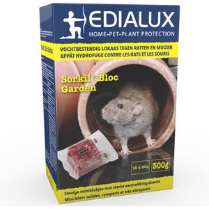 Edialux Sorkil Bloc Garden 300gram - Gif tegen ratten en muizen - muizengif- rattengif - vochtbestendige blokken - gif tegen ongedierte