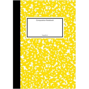 HappyBook - Notitieboek - Geel - Softcover - Gelijnd - Werk - Studie - School - Dagboek - Elastiek - Boekenlegger - Cadeau - Relatiegeschenk - Composition notebook - Journal - Schrijven - Zakelijk schrijven - Notities - Doelen stellen - Planning Boek