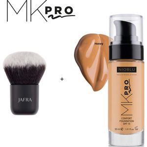 NIOBLU - MKPro - Confort - Foundation - SPF15 - Honey - met - Kabuki - kwast