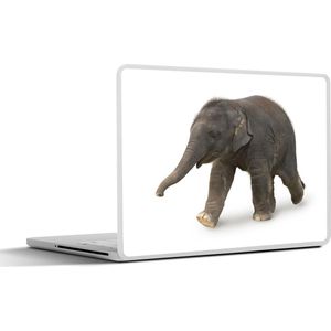 Laptop sticker - 15.6 inch - Kleine olifant tegen witte achtergrond