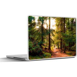 Laptop sticker - 13.3 inch - Bos - Pad - Bomen - Groen - Zon - Natuur - 31x22,5cm - Laptopstickers - Laptop skin - Cover