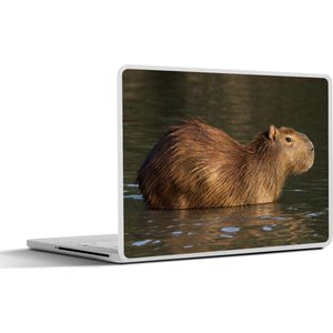 Laptop sticker - 17.3 inch - Een Capibara staat in het water - 40x30cm - Laptopstickers - Laptop skin - Cover