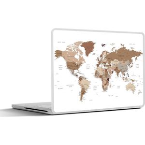 Laptop sticker - 11.6 inch - Wereldkaart - Simpel - Bruin - 30x21cm - Laptopstickers - Laptop skin - Cover