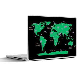 Laptop sticker - 17.3 inch - Wereldkaart Kinderen - Roze - Dieren - 40x30cm - Laptopstickers - Laptop skin - Cover