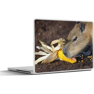 Laptop sticker - 11.6 inch - Een close up van een Capibara die aan het eten is - 30x21cm - Laptopstickers - Laptop skin - Cover