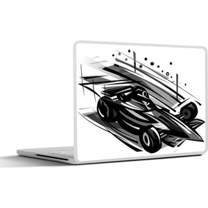 Laptop sticker - 13.3 inch - Een zwart-witte illustratie van een wagen uit de Formule 1 - 31x22,5cm - Laptopstickers - Laptop skin - Cover