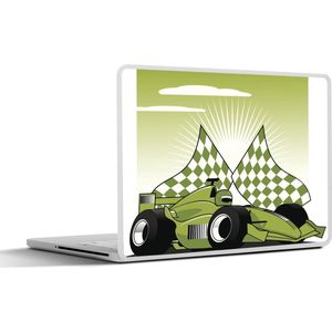 Laptop sticker - 12.3 inch - Een groene racewagen van de Formule 1 in een illustratie - 30x22cm - Laptopstickers - Laptop skin - Cover