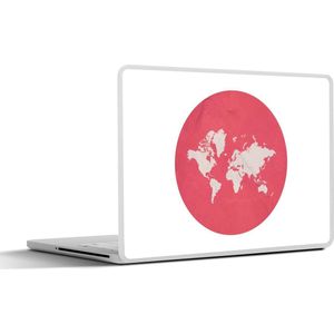 Laptop sticker - 17.3 inch - Wereldkaart - Roze - Cirkel - 40x30cm - Laptopstickers - Laptop skin - Cover