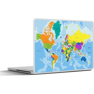 Laptop sticker - 17.3 inch - Wereldkaart - Kleuren - Letters - Kinderen - Jongens - Meisjes - 40x30cm - Laptopstickers - Laptop skin - Cover