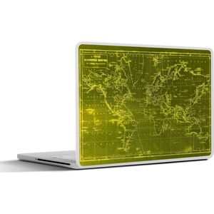 Laptop sticker - 14 inch - Wereldkaart - Vintage - Paars - 32x5x23x5cm - Laptopstickers - Laptop skin - Cover