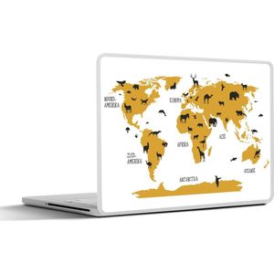 Laptop sticker - 17.3 inch - Wereldkaart - Kinderen - Geel - Dieren - Kind - Jongetjes - Meiden