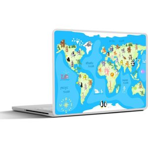 Laptop sticker - 17.3 inch - Wereldkaart - Kind - Dieren - Atlas - Jongens - Meisjes