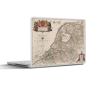 Laptop sticker - 14 inch - Oude landskaart van Nederland en België - 32x5x23x5cm - Laptopstickers - Laptop skin - Cover