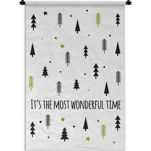 Wandkleed Quotes kerst - Mooi cadeau tijdens kerstmis - It's the most wonderful time wit Wandkleed katoen 120x180 cm - Wandtapijt met foto XXL / Groot formaat!