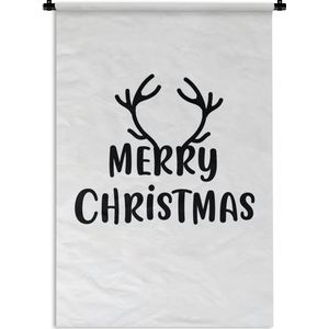 Wandkleed Quotes kerst - Leuk cadeau voor kerst - Merry christmas wit Wandkleed katoen 90x135 cm - Wandtapijt met foto