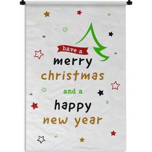 Wandkleed Quotes kerst - Mooi kado voor kerst - Have a merry christmas kleurrijk Wandkleed katoen 90x135 cm - Wandtapijt met foto