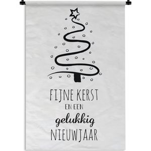 Wandkleed Quotes kerst - Leuk kado voor kerst - Fijne kerst en een gelukkig nieuwjaar wit Wandkleed katoen 120x180 cm - Wandtapijt met foto XXL / Groot formaat!