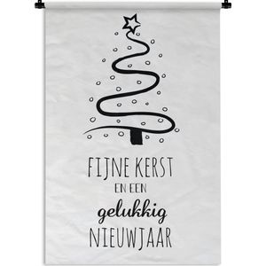 Wandkleed Quotes kerst - Leuk kado voor kerst - Fijne kerst en een gelukkig nieuwjaar wit Wandkleed katoen 60x90 cm - Wandtapijt met foto