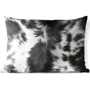 Sierkussen Koe print voor buiten - De koeienhuid van een longhorn koe - 50x30 cm - rechthoekig weerbestendig tuinkussen / tuinmeubelkussen van polyester