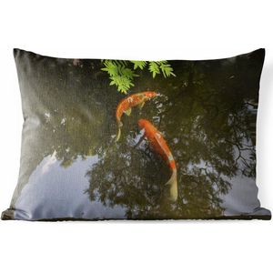 Buitenkussens - Tuin - Twee koi karpers om een vijver - 50x30 cm