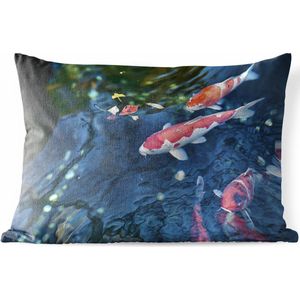Buitenkussens - Tuin - Vier koi karpers in een vijver - 60x40 cm