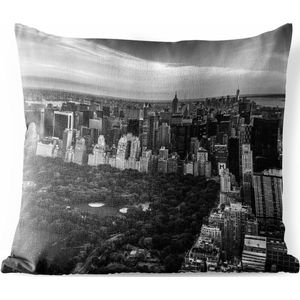 Buitenkussens - Tuin - Luchtfoto Central Park, New York -zwart-wit - 50x50 cm