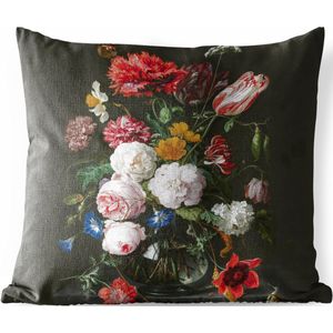Buitenkussens - Tuin - Stilleven met bloemen in een glazen vaas - Schilderij van Jan Davidsz. de Heem - 40x40 cm