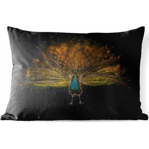 Buitenkussens - Tuin - Blauwe pauw in het donker - 60x40 cm