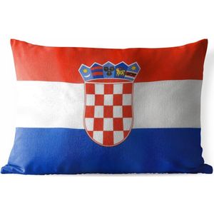 Sierkussen Vlaggen voor buiten - Foto van de Kroatische vlag - 60x40 cm - rechthoekig weerbestendig tuinkussen / tuinmeubelkussen van polyester