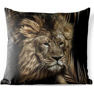 Sierkussen Buiten - Leeuw - Varen - Goud - 60x60 cm - Weerbestendig