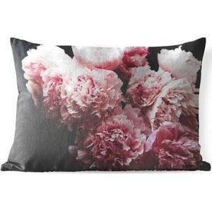 Buitenkussens - Tuin - Boeket roze pioenrozen - 50x30 cm