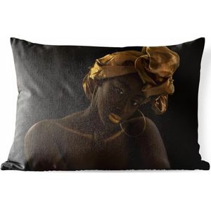 Buitenkussens - Vrouwen - Hoofddoek - Goud - Luxe - 60x40 cm - Weerbestendig