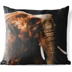 Sierkussen Buiten - Olifant - Dieren - Bruin - 60x60 cm - Weerbestendig