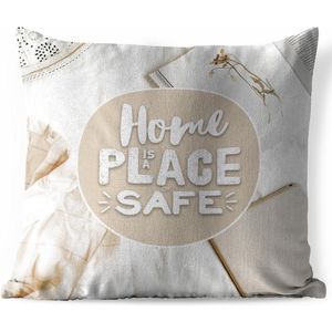 Buitenkussens - Tuin - Quote voor thuis 'Home is a place of safe' - 45x45 cm