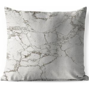 Sierkussen Buiten - Marmer - Zilver - Glitter - 60x60 cm - Weerbestendig