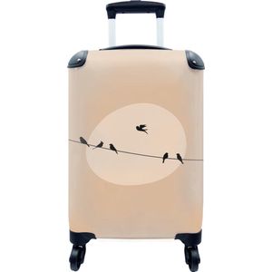 MuchoWow® Koffer - Pastel - Vogels - Beige - Past binnen 55x40x20 cm en 55x35x25 cm - Handbagage - Trolley - Cabin Size - Print