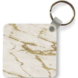 Sleutelhanger - Marmer - Beige - Goud - Plastic - Rond - Uitdeelcadeautjes