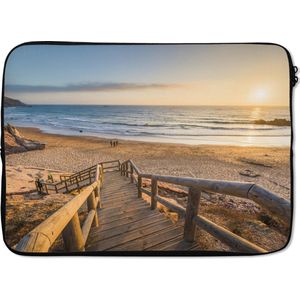 Laptophoes 13 inch - Strand - Trap - Portugal - Laptop sleeve - Binnenmaat 32x22,5 cm - Zwarte achterkant