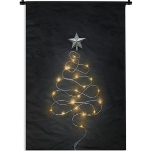 Wandkleed Stillevens Abstract - Stilleven van een kerstboom gemaakt met een lichtsnoer Wandkleed katoen 120x180 cm - Wandtapijt met foto XXL / Groot formaat!