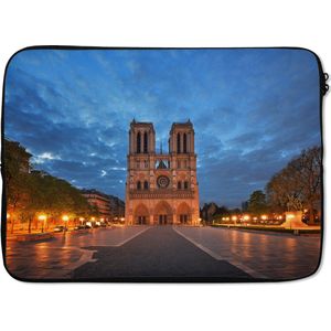 Laptophoes 14 inch 36x26 cm - Parijs - Macbook & Laptop sleeve Notre Dame stormachtig - Laptop hoes met foto